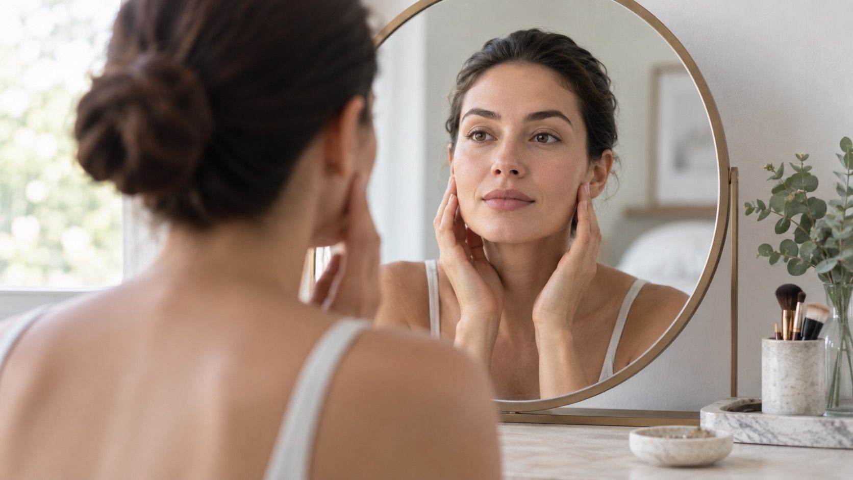 Face shape test with mirror measurements